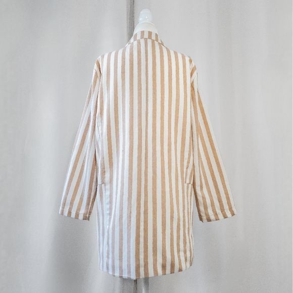 Tan and Cream Striped Linen Blazer - Picture 4 of 5